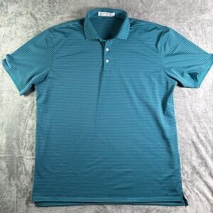 Men's Teal Striped Performance Polo Shirt